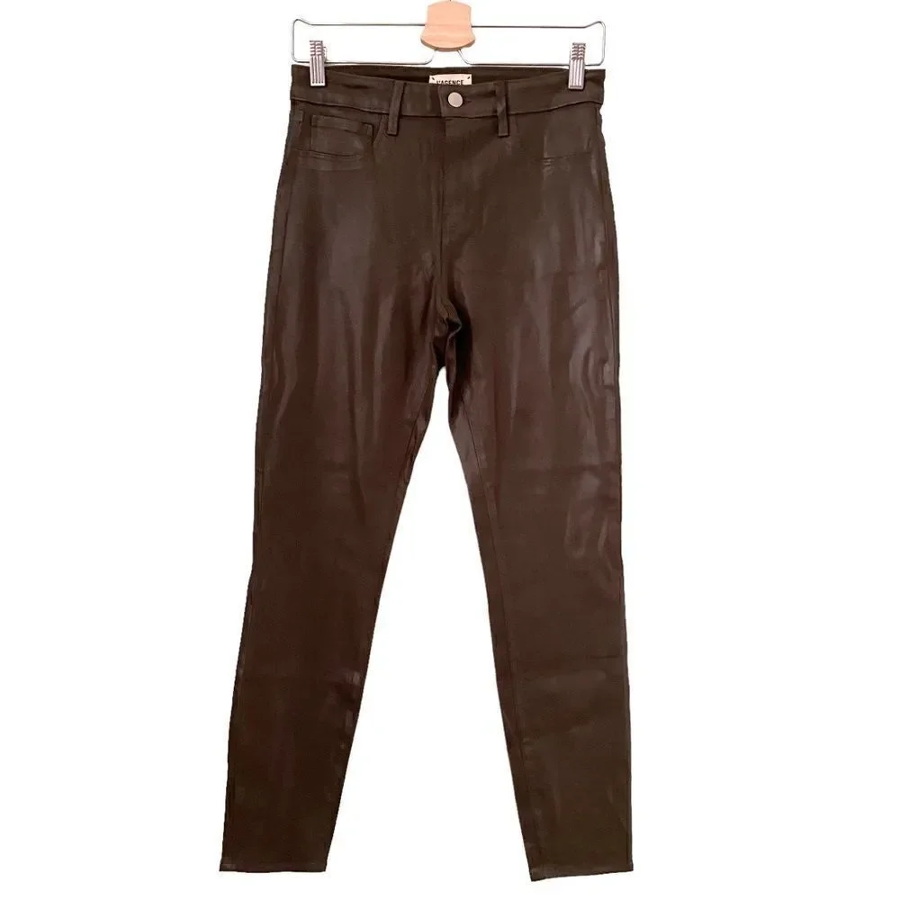 NEW L’AGENCE Margot High Rise Skinny Jeans in Army Coated Size 28
